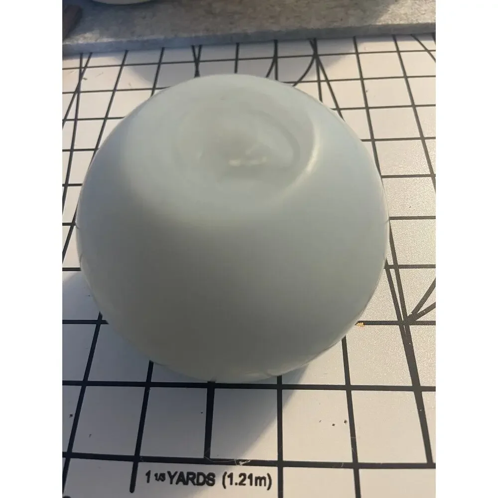 Vintage Satin Glass Rose Bowl Blue Ombre Crimped Edge